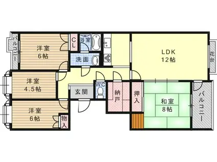 ファミーユ御影城ノ前(4LDK/3階)の間取り写真