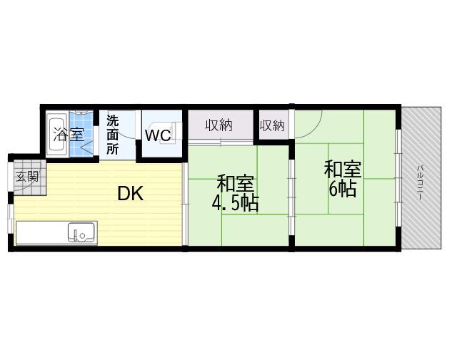 エルパラッツォ本山南(2DK/3階)の間取り写真