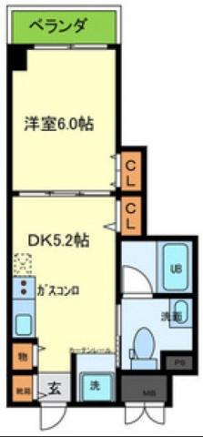 エスペランサ御影Ⅱ(1DK/5階)の間取り写真