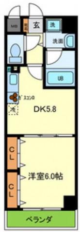 エスペランサ御影Ⅱ(1DK/4階)の間取り写真
