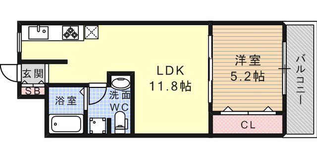 アビータ・ミオ神戸岡本(1LDK/2階)の間取り写真