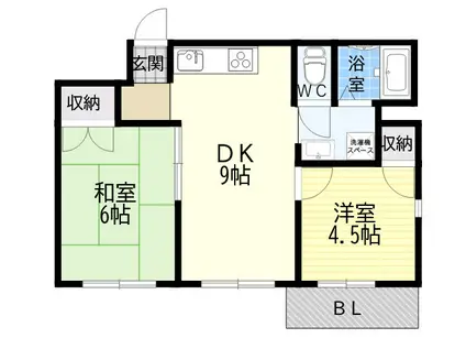 ハイツ北町(2DK/2階)の間取り写真