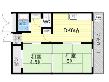 メゾン本山(2DK/4階)の間取り写真