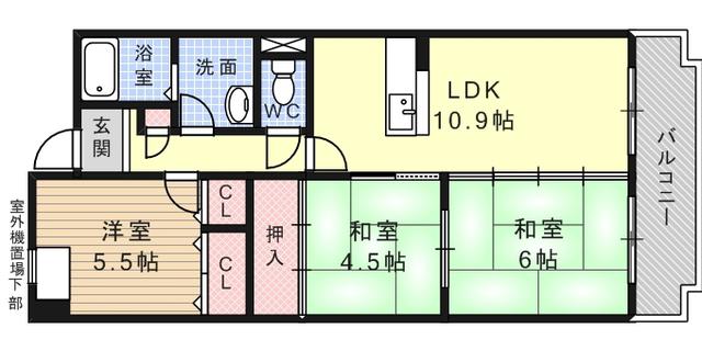 オルテンシアKOBE(3LDK/6階)の間取り写真
