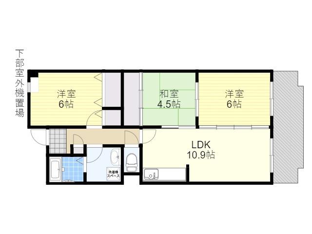 オルテンシアKOBE(3LDK/3階)の間取り写真
