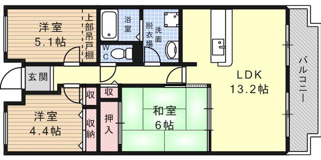 オルテンシアKOBE(3LDK/3階)の間取り写真