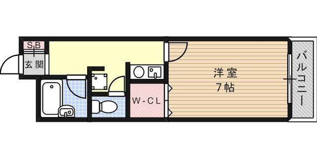 六甲スカイハイツ2(1K/2階)の間取り写真