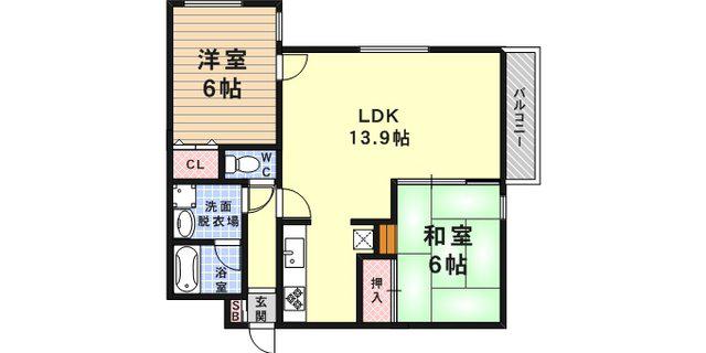 グランフェルティ東灘住吉川(2LDK/1階)の間取り写真