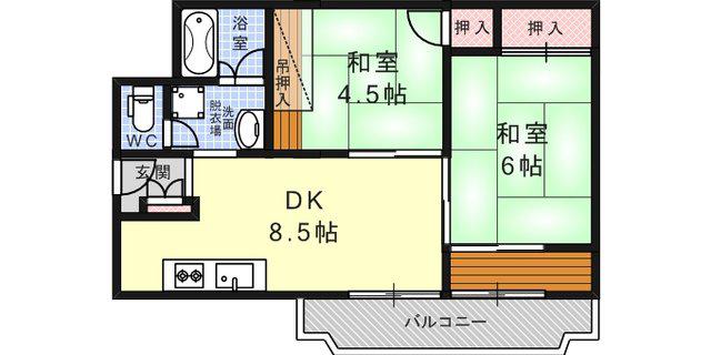 メガロコープ西宮Ⅱ1号館(2DK/4階)の間取り写真