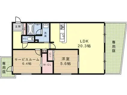 リブレ御影(2LDK/1階)の間取り写真