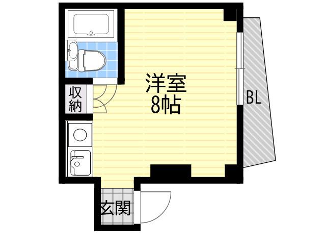 ジュネス六甲道(ワンルーム/4階)の間取り写真