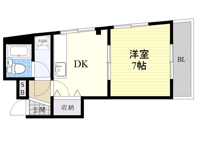 博多ビル(1DK/4階)の間取り写真