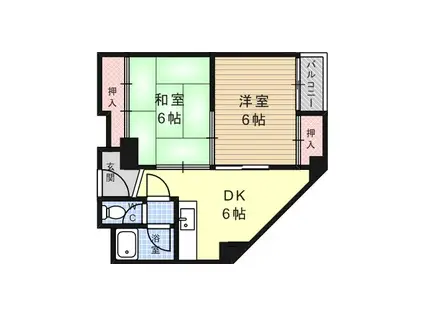 マンション三木(2DK/3階)の間取り写真