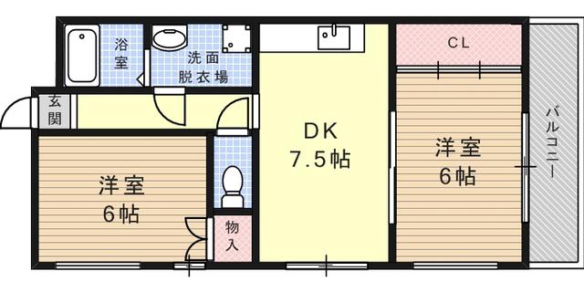ハイツまや(2DK/8階)の間取り写真