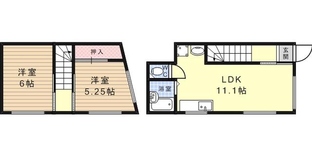 ノベラ篠原北町(2LDK/1階)の間取り写真