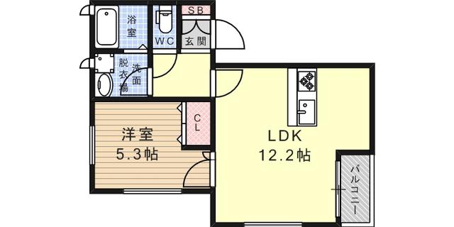 プライム御影本町(1LDK/2階)の間取り写真