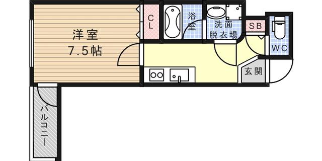 GKレジデンス深江(1K/4階)の間取り写真