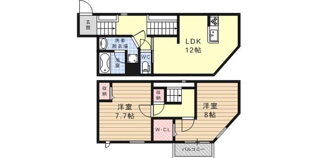 セゾン ド オカモト(2LDK/2階)の間取り写真