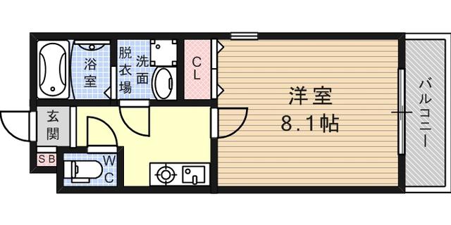 グランデ六甲道(1K/1階)の間取り写真