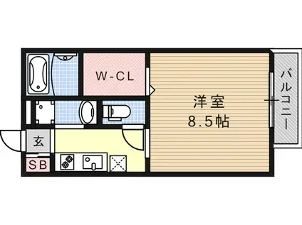ディマンシュ(1K/2階)の間取り写真