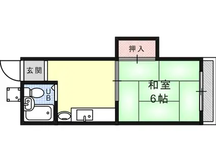 宝ビル(1DK/4階)の間取り写真