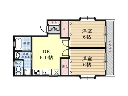 サンテラス(2DK/3階)の間取り写真