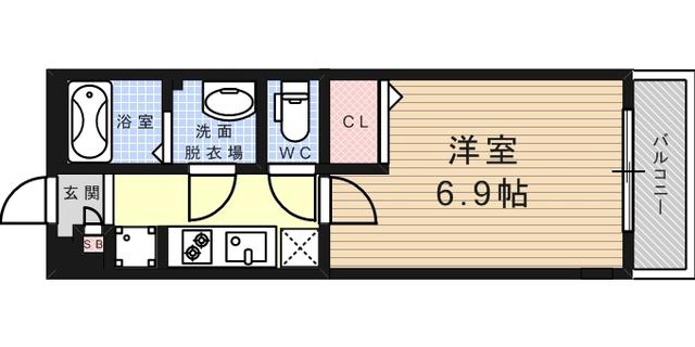 リブリ・FOR DEAREST 灘(1K/2階)の間取り写真