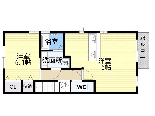 D-ROOM曾和(1LDK/2階)の間取り写真