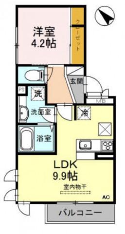 ディアコート(1LDK/1階)の間取り写真