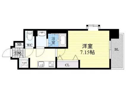 LUXE東灘(1K/7階)の間取り写真