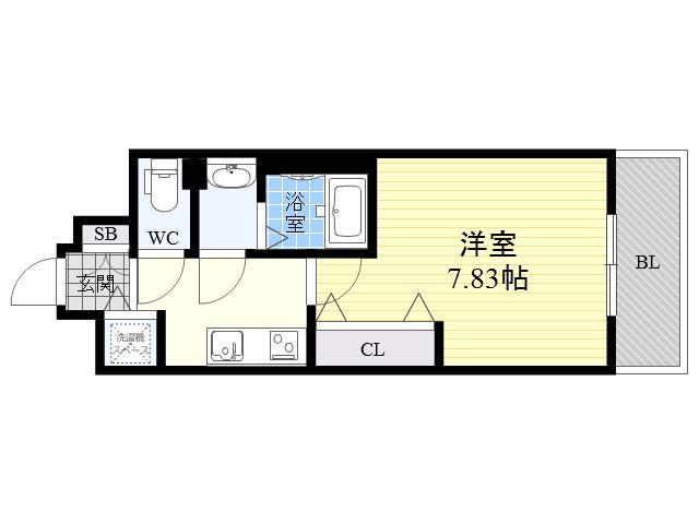 LUXE東灘(1K/8階)の間取り写真
