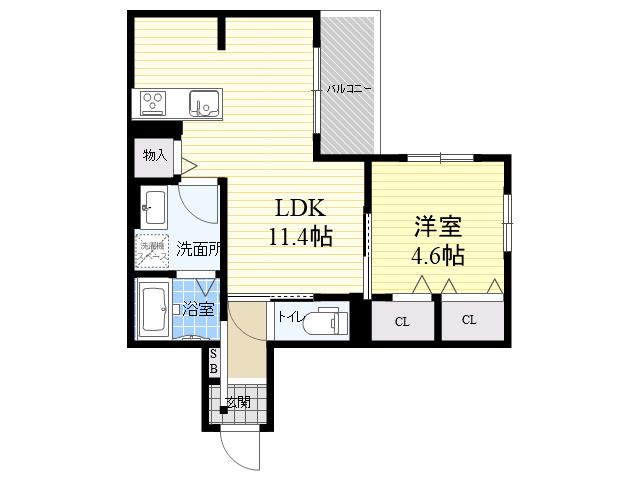ベラフォレスタ(1LDK/2階)の間取り写真