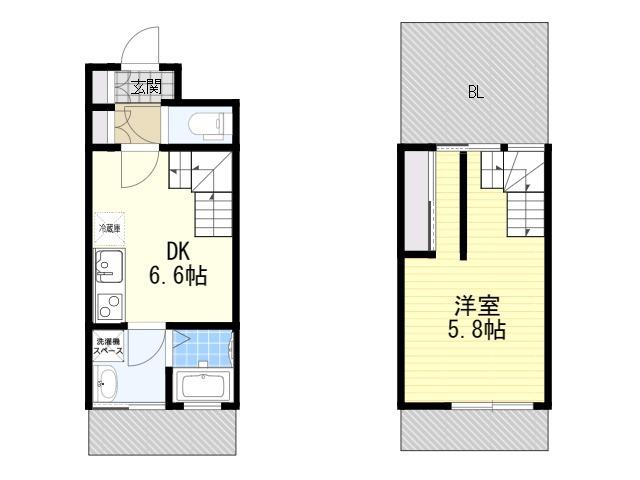 LEGALAND甲南山手(1DK/4階)の間取り写真