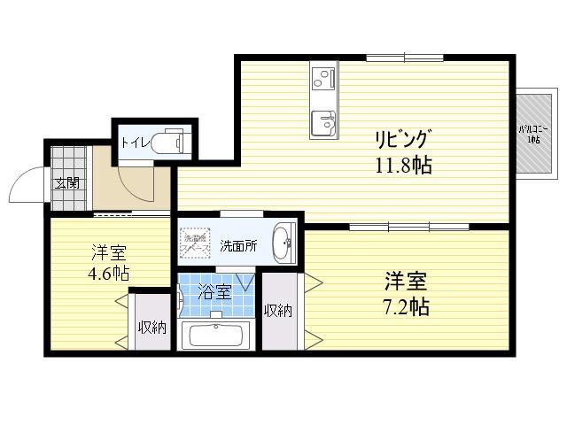 クロリス摩耶(2LDK/1階)の間取り写真
