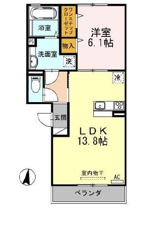 グランドゥールTAKEO(1LDK/1階)の間取り写真