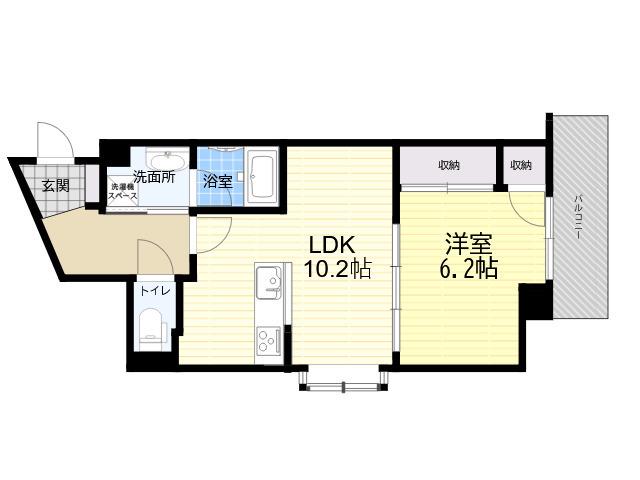 ルーミー甲南山手(1LDK/5階)の間取り写真