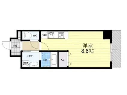 ONLYONE灘南通(1K/2階)の間取り写真