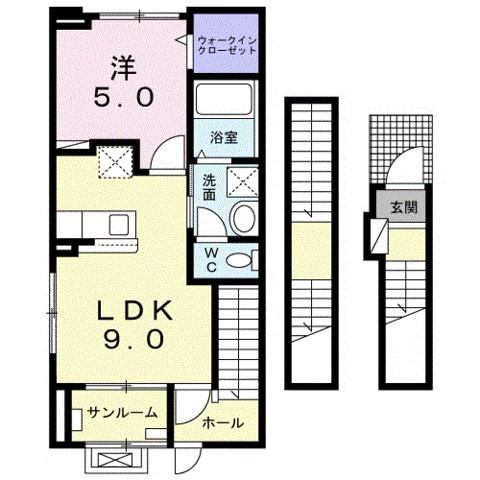 LUTAN北町(1LDK/3階)の間取り写真