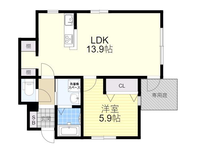エクソニア篠原本町(1LDK/1階)の間取り写真