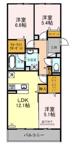 ラポール岡本(3LDK/2階)の間取り写真