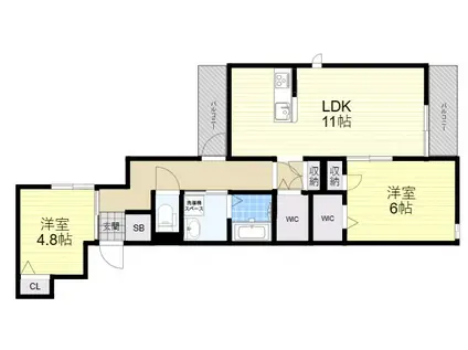 オーズ篠原中町(1LDK/3階)の間取り写真
