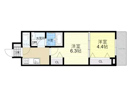 ラパン すみよし(2K/4階)の間取り写真