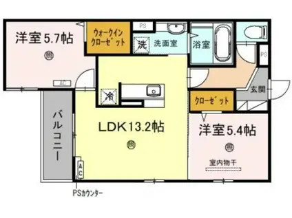 サンパティーク住吉(2LDK/2階)の間取り写真