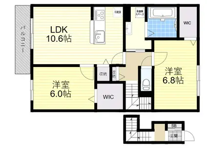 コンフォール赤坂(2LDK/2階)の間取り写真
