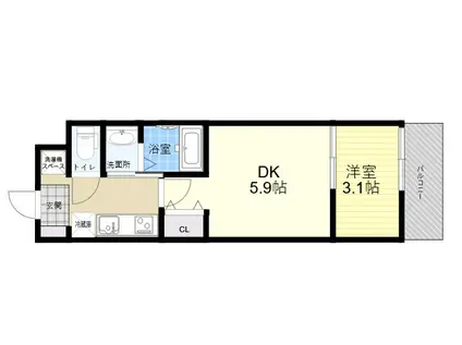 BASE青木(1DK/1階)の間取り写真