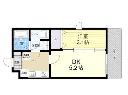 BASE青木(1DK/4階)の間取り写真