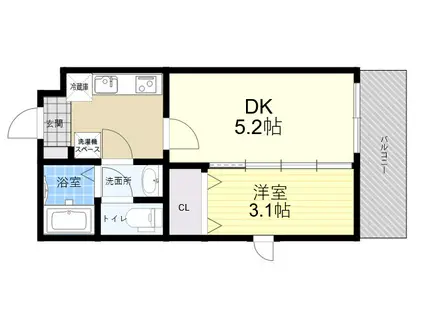 BASE青木(1DK/2階)の間取り写真