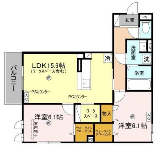 LA MAISON 高羽町(2LDK/3階)の間取り写真