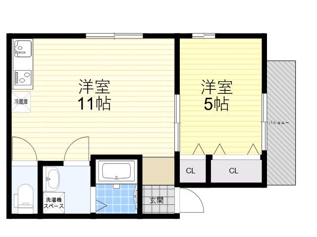 アムール畑原通(1LDK/1階)の間取り写真