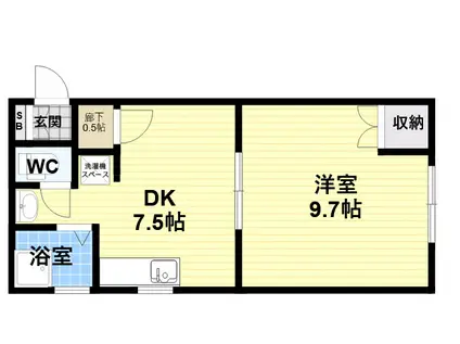 岡本梅林6号棟(1DK/4階)の間取り写真